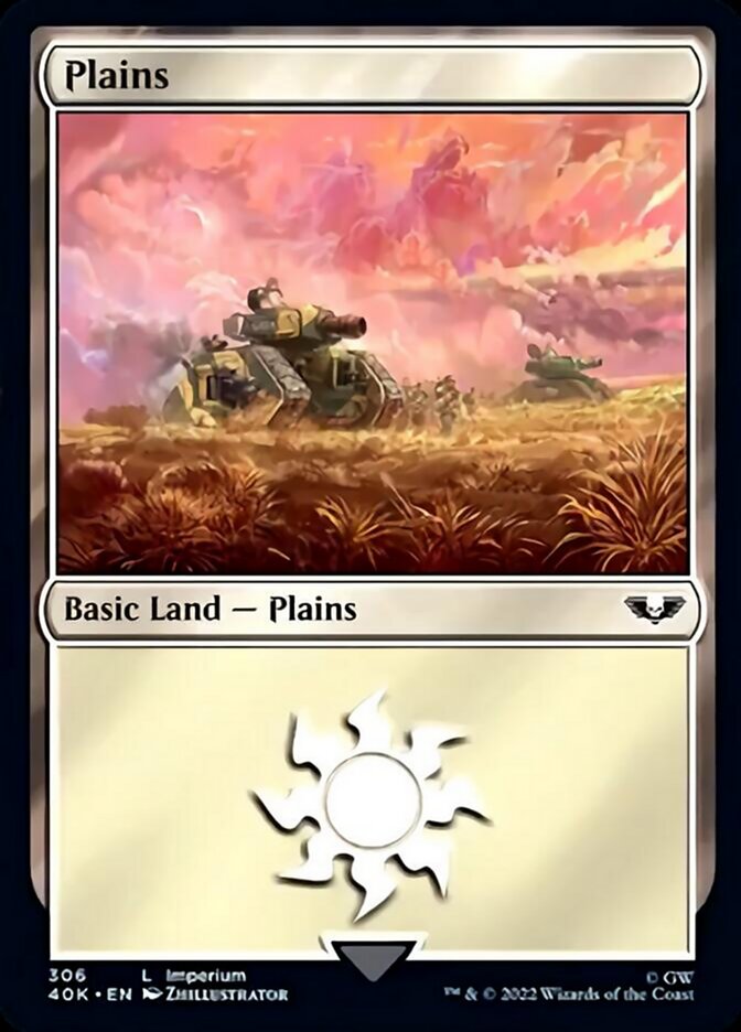 Plains (306) (Surge Foil) [Universes Beyond: Warhammer 40,000] | Cracking-Singles