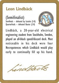 1996 Leon Lindback Biography Card [World Championship Decks] | Cracking-Singles