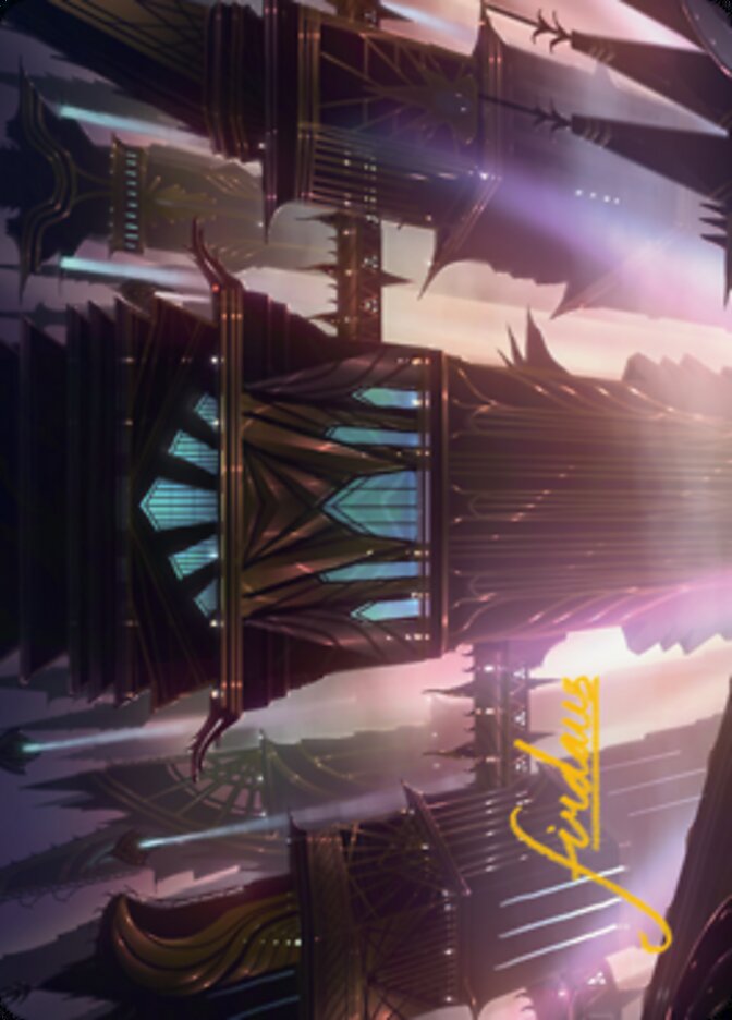 Skybridge Towers Art Card (Gold-Stamped Signature) [Streets of New Capenna Art Series] | Cracking-Singles