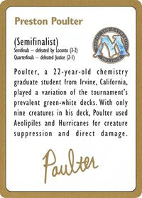 1996 Preston Poulter Biography Card [World Championship Decks] | Cracking-Singles