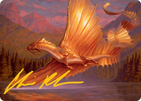 Adult Gold Dragon Art Card (Gold-Stamped Signature) [Dungeons & Dragons: Adventures in the Forgotten Realms Art Series] | Cracking-Singles