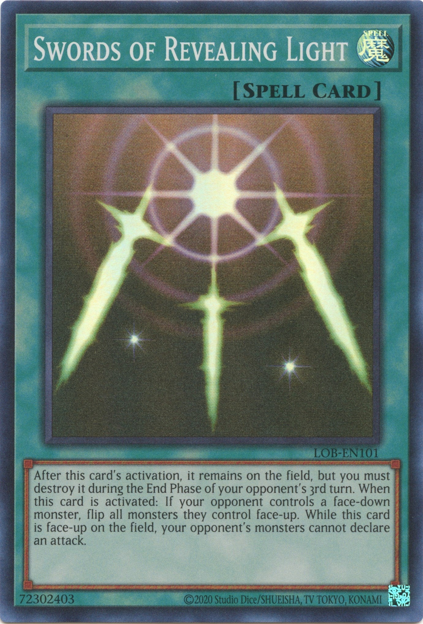 Swords of Revealing Light (25th Anniversary) [LOB-EN101] Super Rare | Cracking-Singles