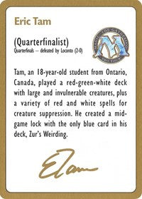 1996 Eric Tam Biography Card [World Championship Decks] | Cracking-Singles
