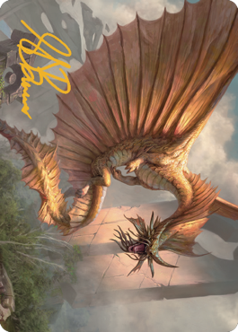 Ancient Gold Dragon Art Card (28) (Gold-Stamped Signature) [Commander Legends: Battle for Baldur's Gate Art Series] | Cracking-Singles
