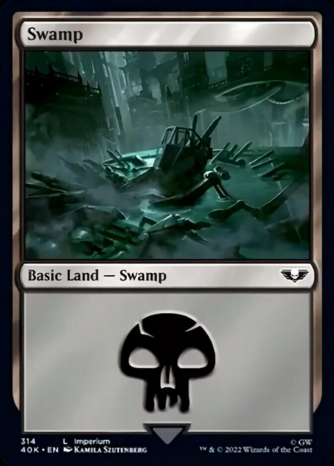 Swamp (314) (Surge Foil) [Universes Beyond: Warhammer 40,000] | Cracking-Singles
